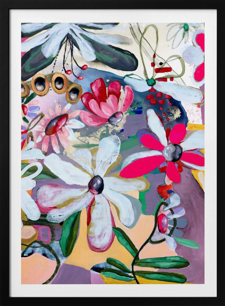 Vibrant Flowers with Bold Pink and White Petals | Poster
