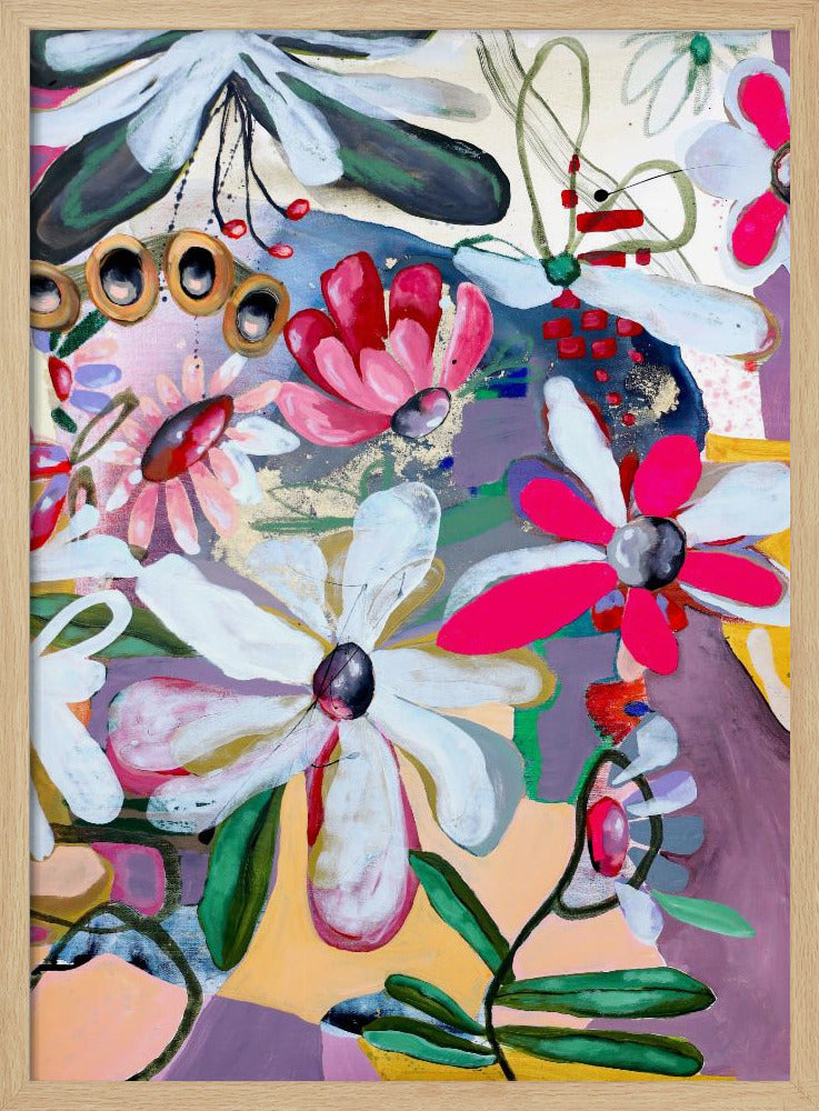 Vibrant Flowers with Bold Pink and White Petals | Poster
