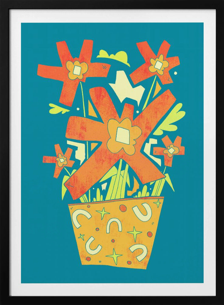 Abstract Flowers In A Decorative Pot | Poster