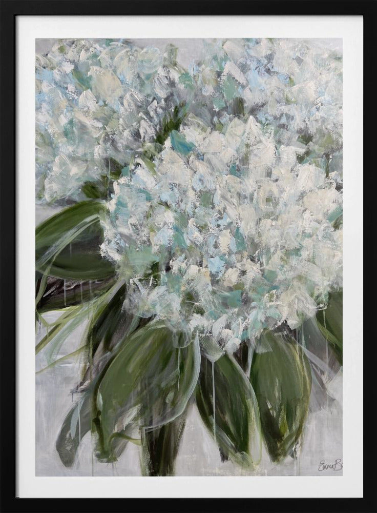 Delicate White and Blue Hydrangeas | Poster