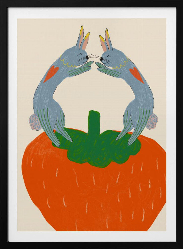 Rabbits on Strawberry | Poster