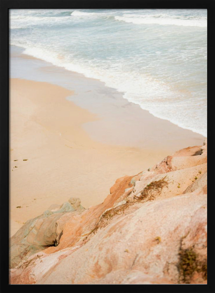 Sandy Beach Meeting Rocky Cliffs | Poster