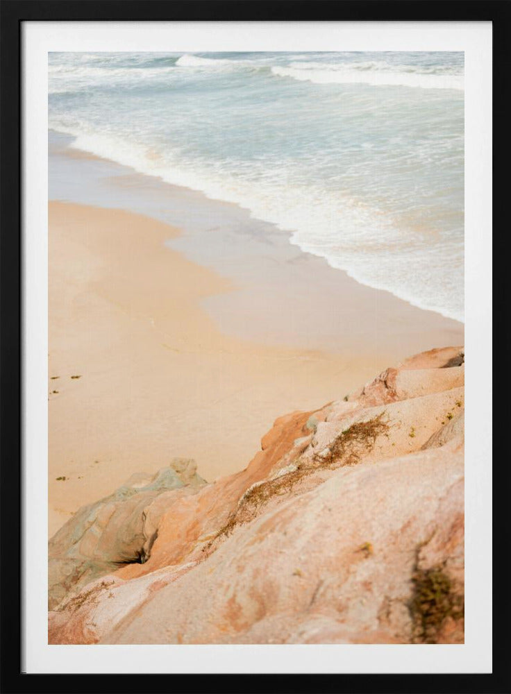 Sandy Beach Meeting Rocky Cliffs | Poster