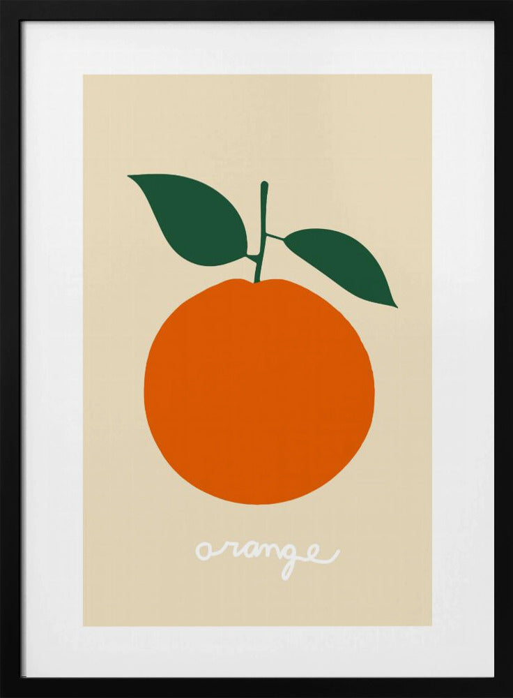 Stylized Orange With Dark Green Leaves | Poster