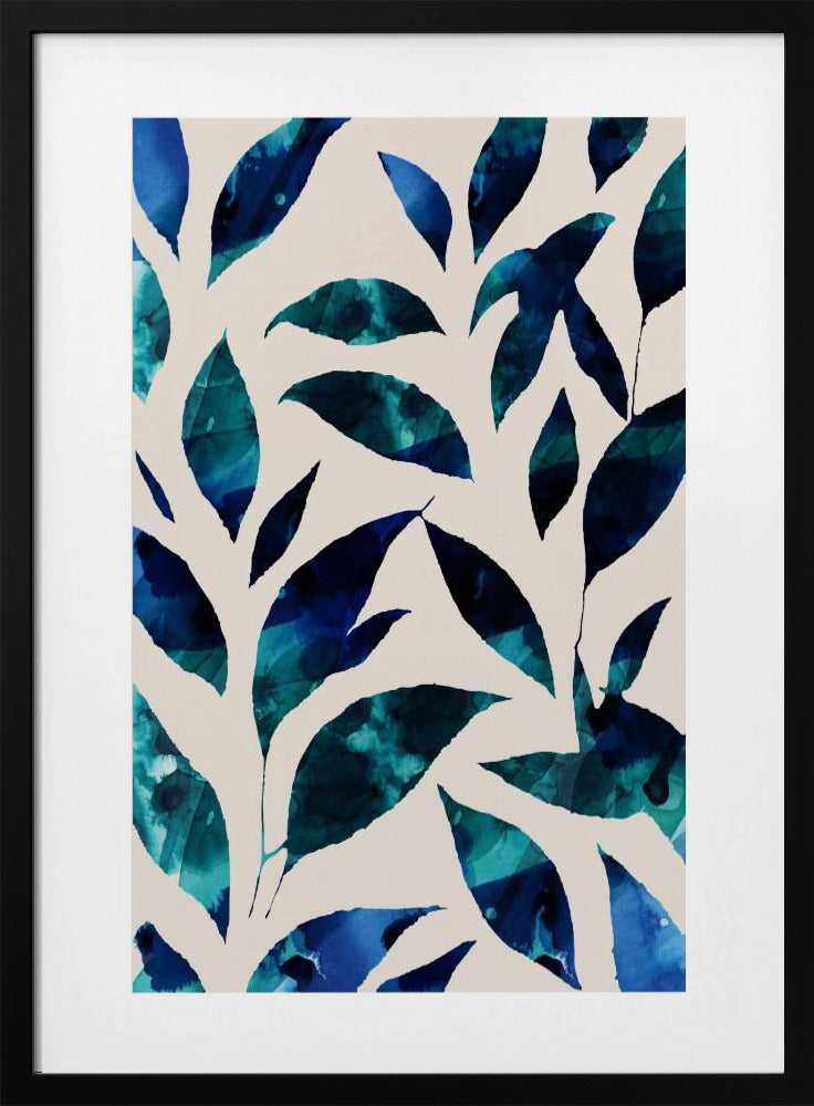 Leaves In Shades Of Blue And Green | Poster