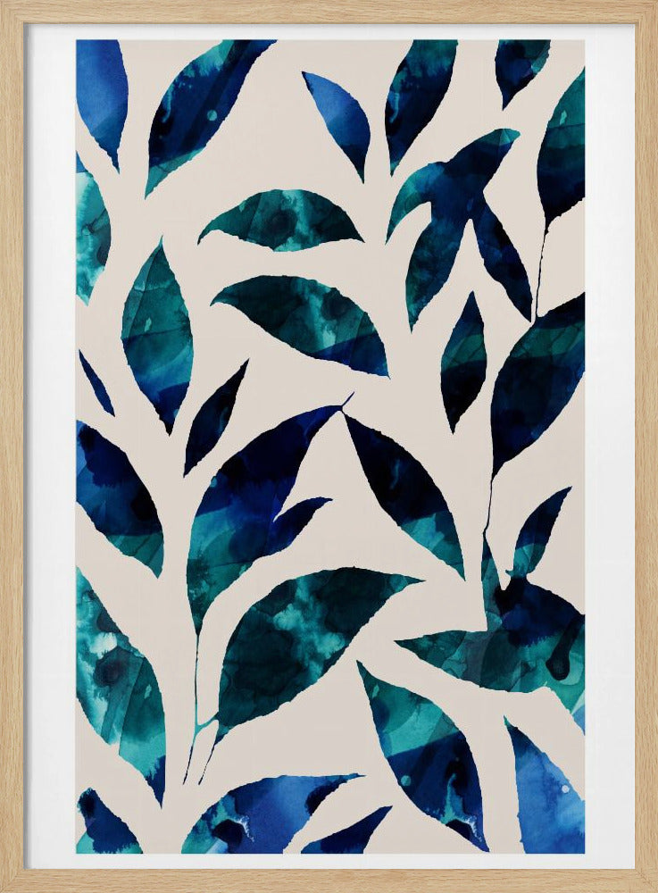 Leaves In Shades Of Blue And Green | Poster