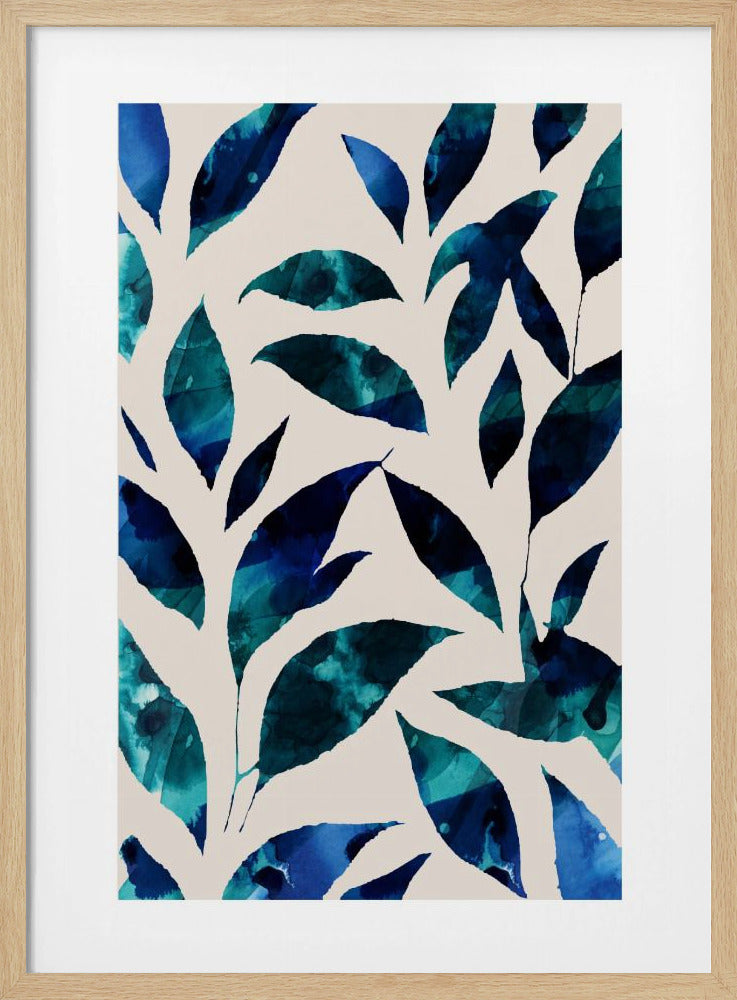 Leaves In Shades Of Blue And Green | Poster