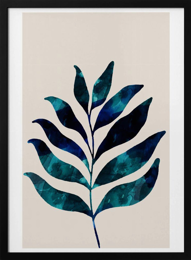 Botanical Design With Dark Blue Watercolor | Poster