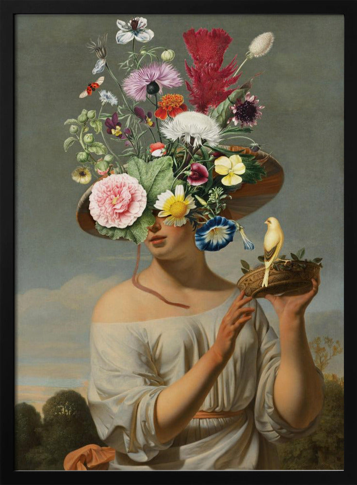 Woman In a Large Floral Hat | Poster