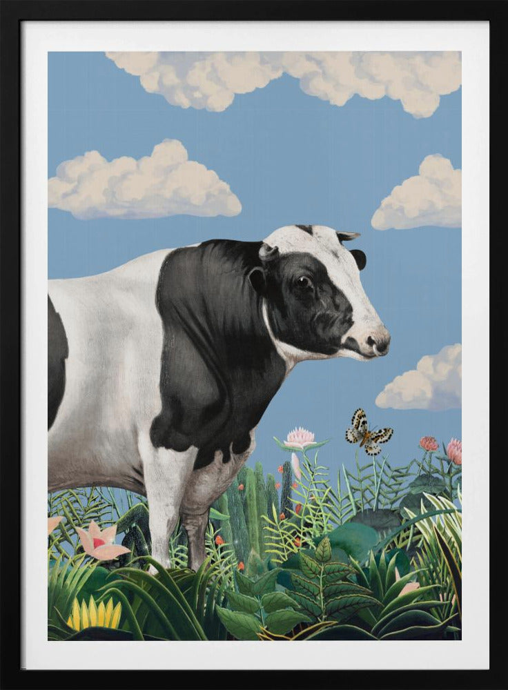 Colourful Portraits of Happy Cows (butterfly Included) | Poster