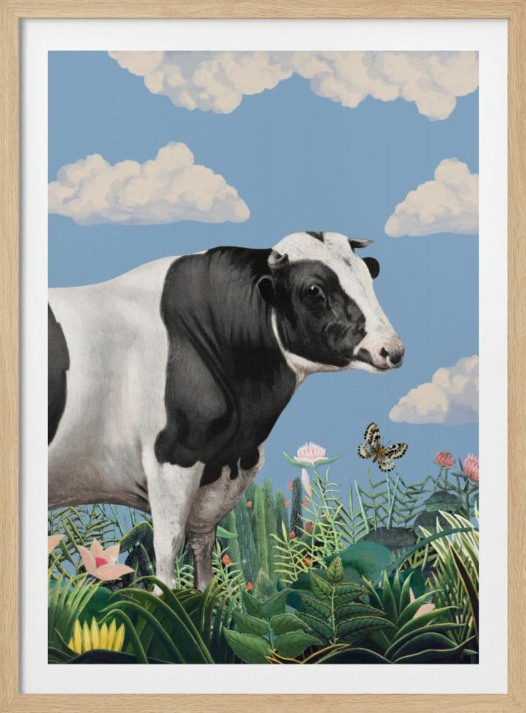 Colourful Portraits of Happy Cows (butterfly Included) | Poster