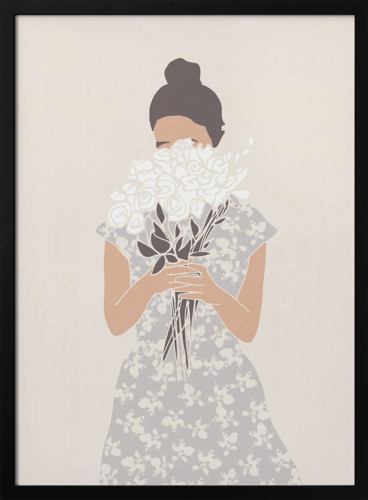Girl With Flower Bouquet | Poster