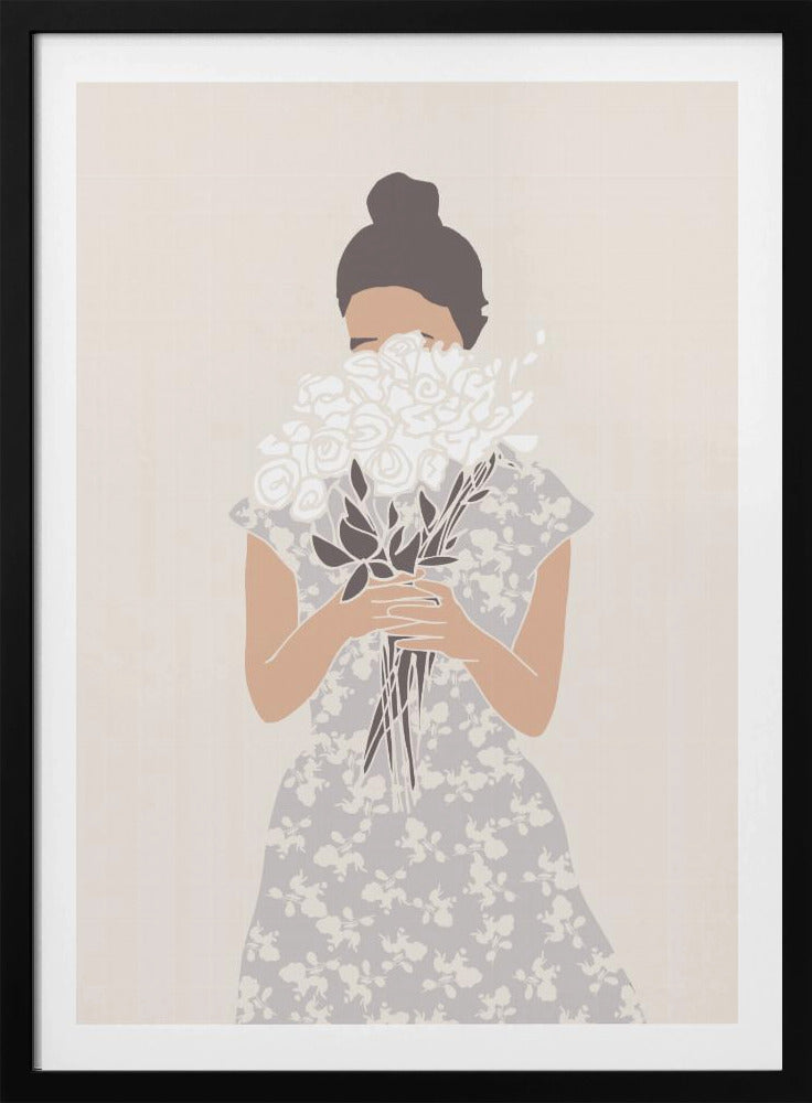 Girl With Flower Bouquet | Poster