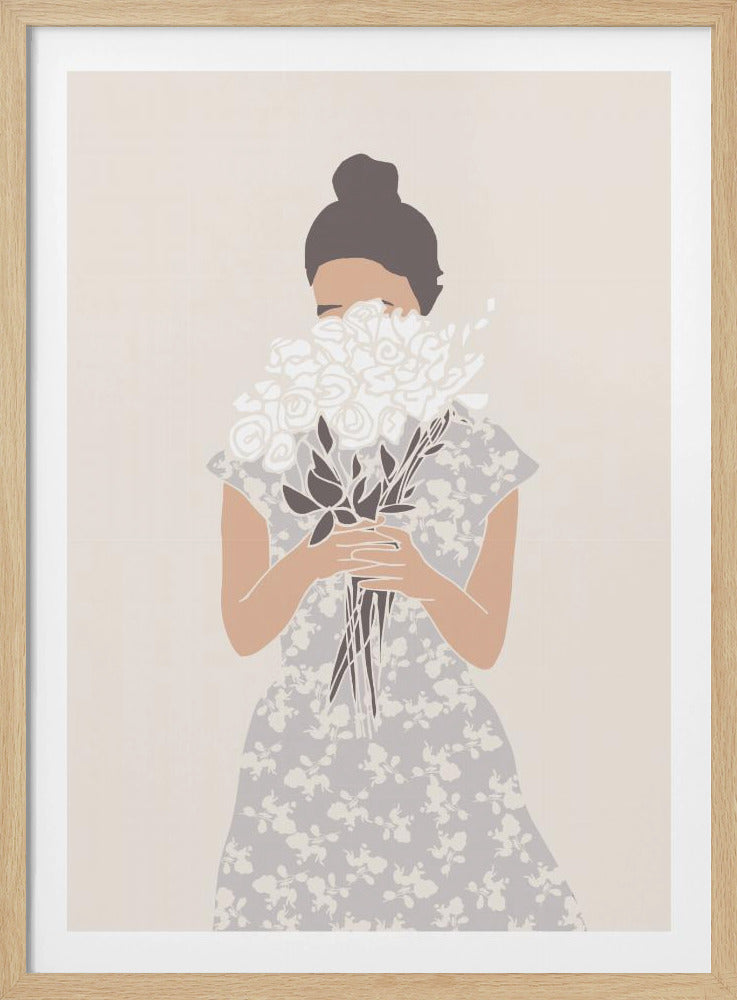 Girl With Flower Bouquet | Poster