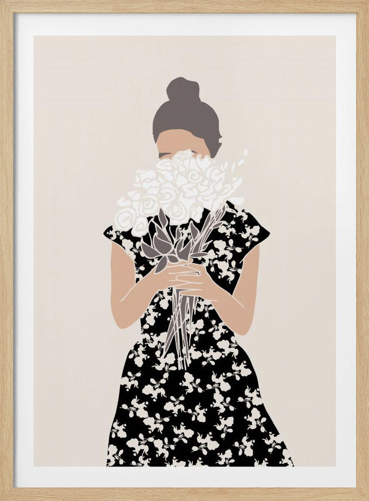 Girl With Flower Bouquet | Poster