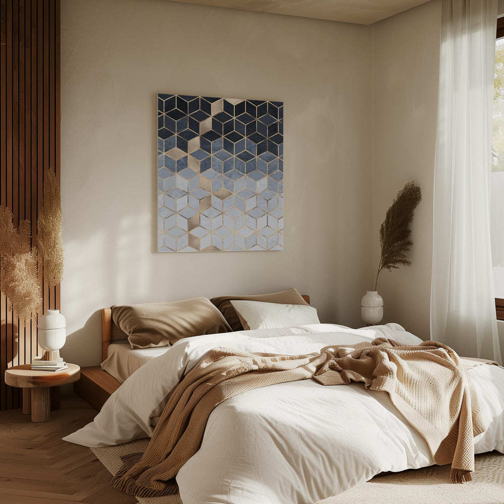 Soft Blue Gradient Cubes | Canvas