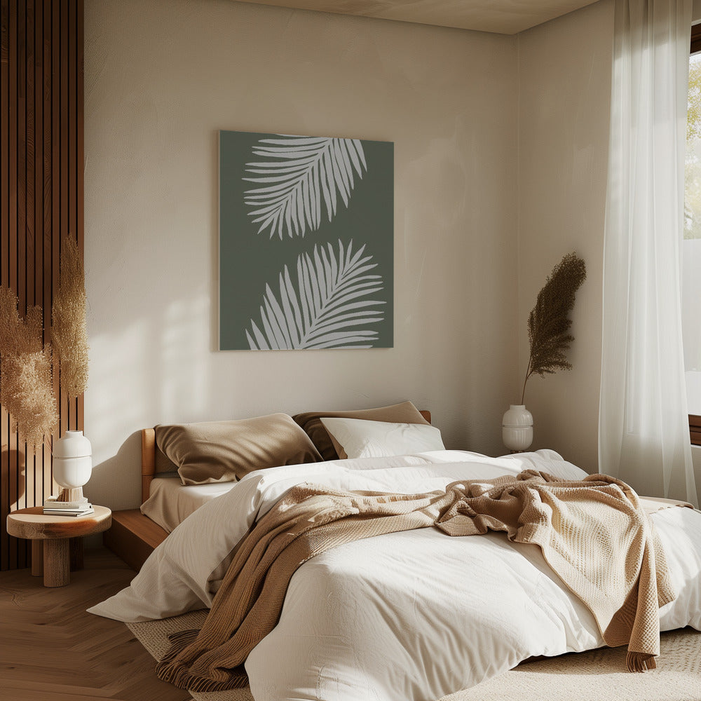PALM LEAF 06 GREEN WHITE | Canvas