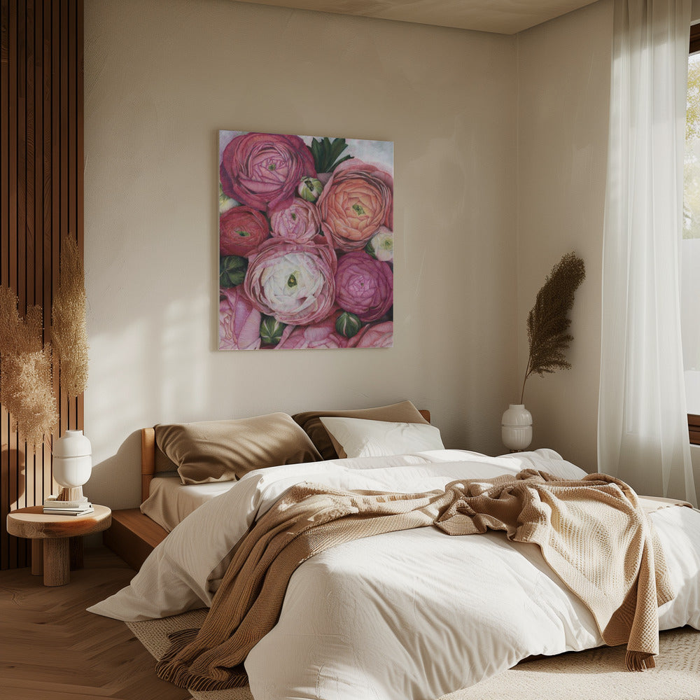 Arleth ranunculus bouquet in warm pink | Canvas