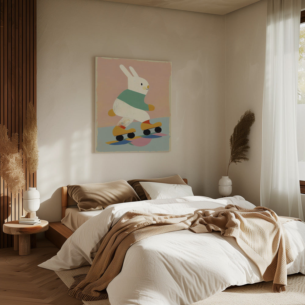 Bunny on Skates | Canvas