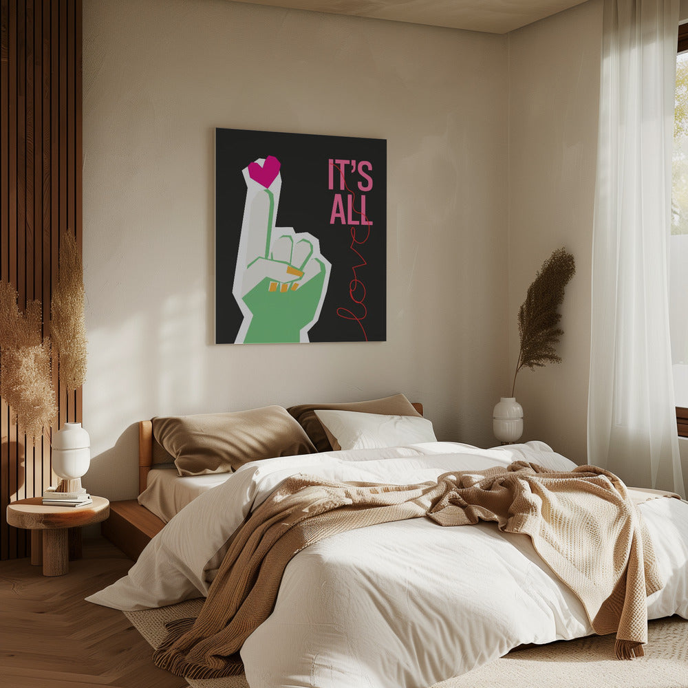 It's All Love Hand Grey | Canvas