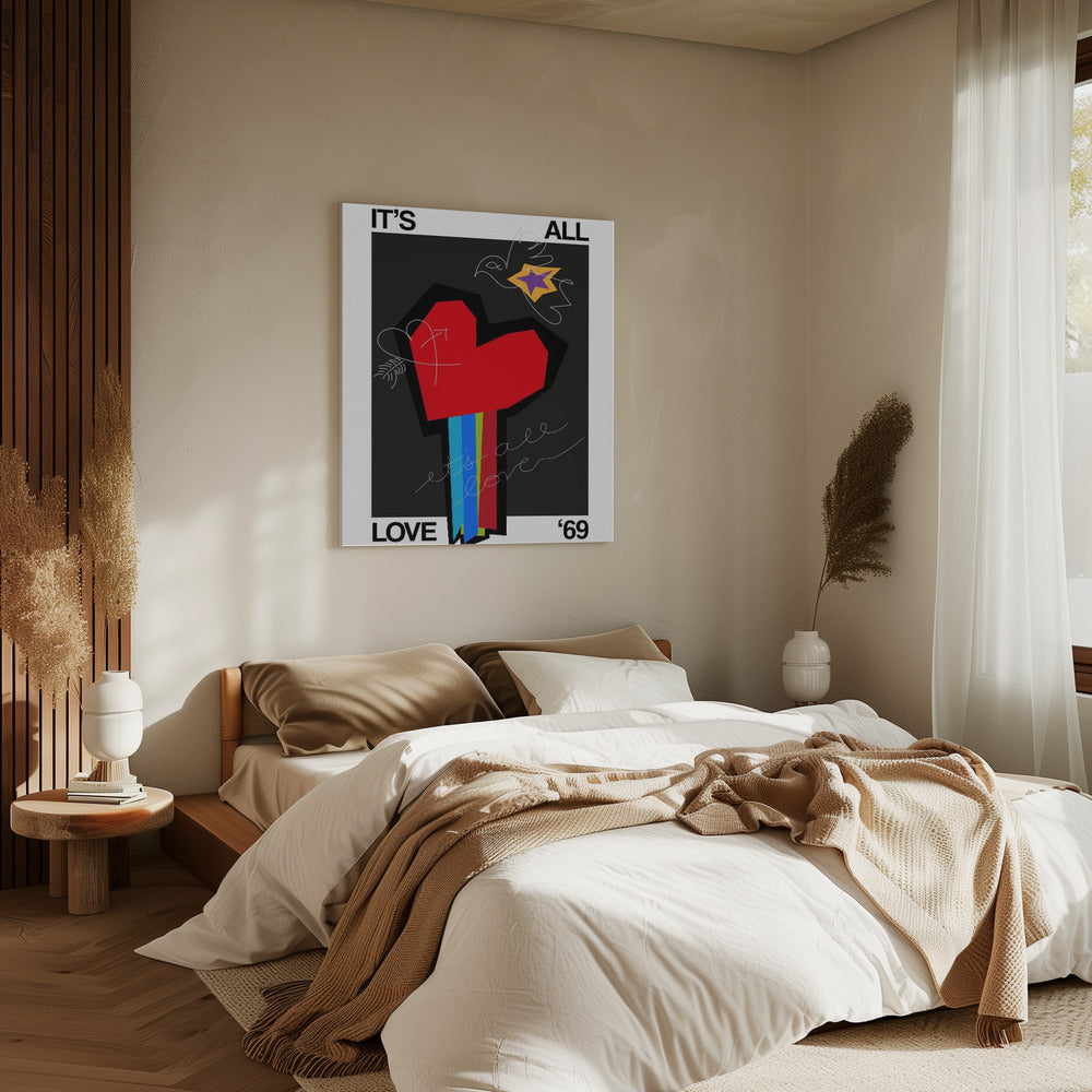 It's All Love Heart Grey | Canvas