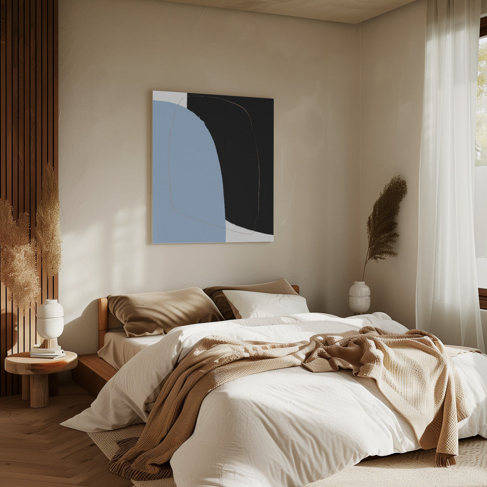 Overlapping Black And Blue Shapes | Canvas