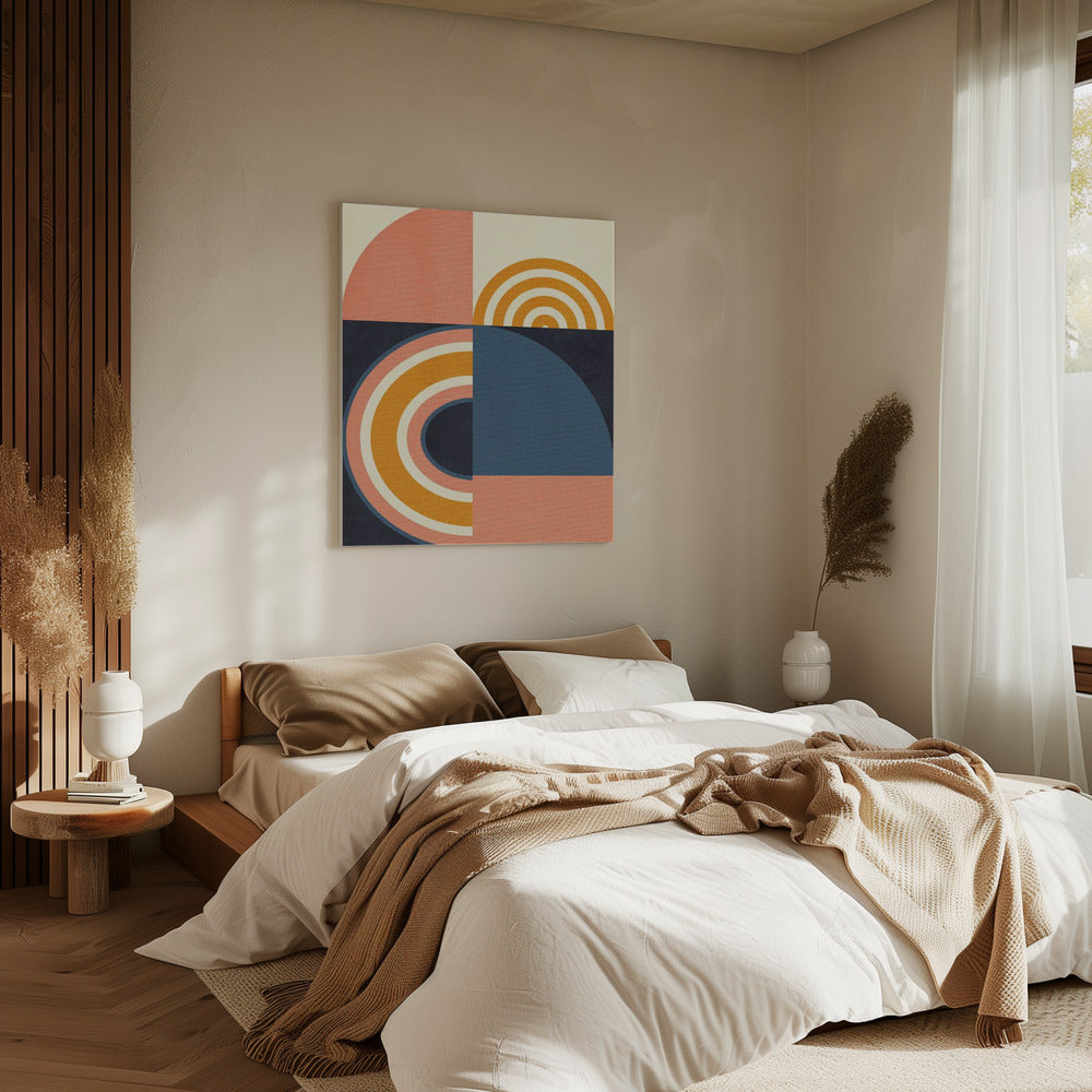 Rainbow Plus Shapes Blue Mustard9 | Canvas