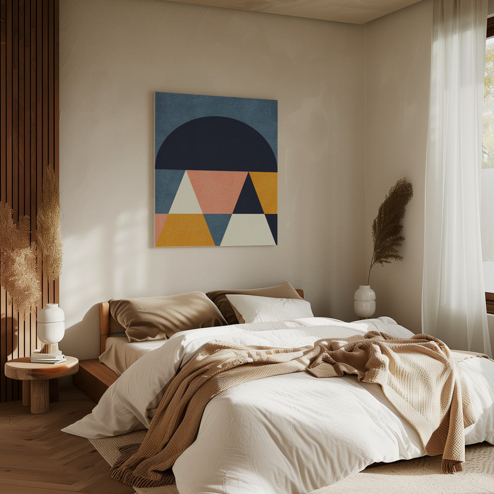 Rainbow Plus Shapes Blue Mustard4 | Canvas