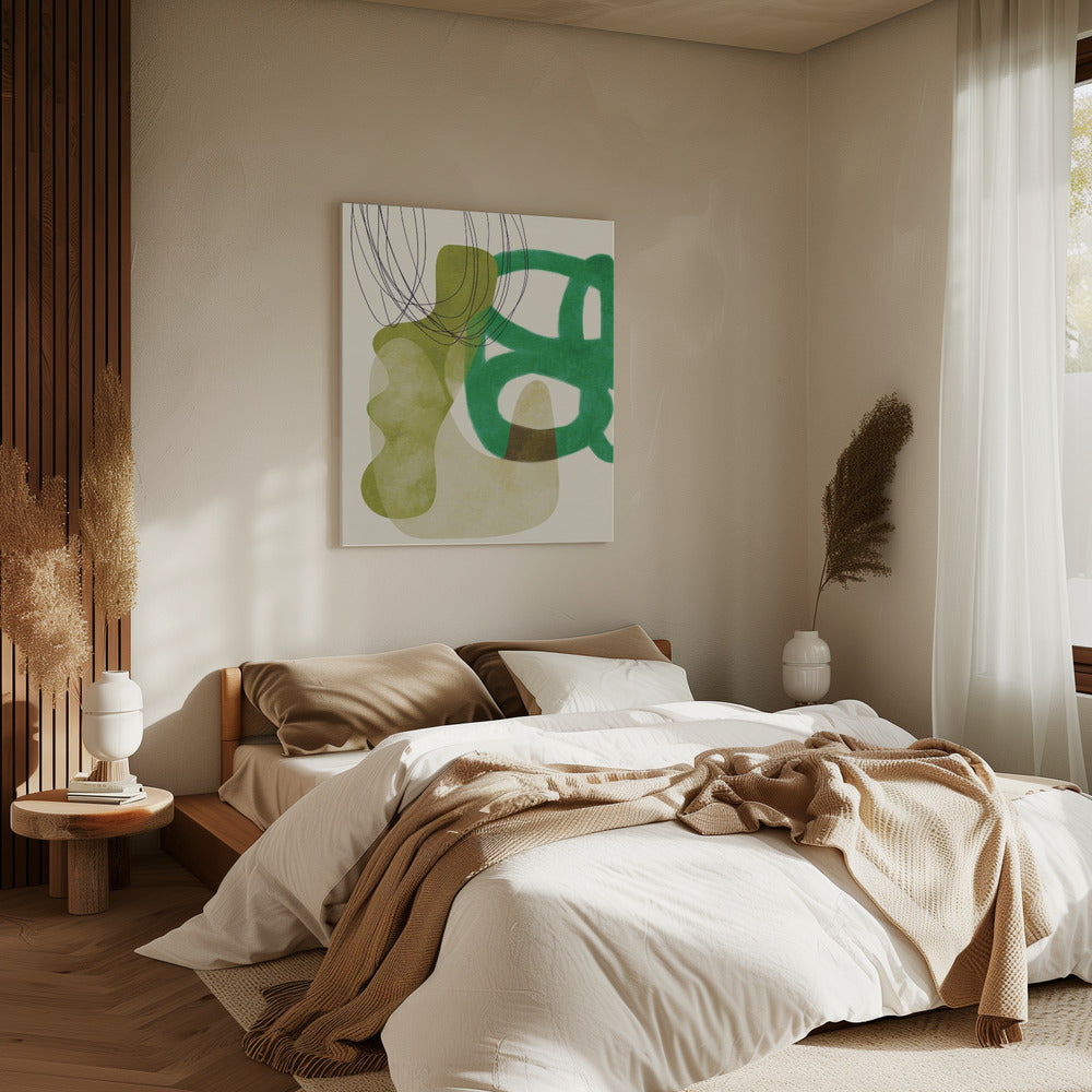 Painted Lines Green Tan Kopie | Canvas