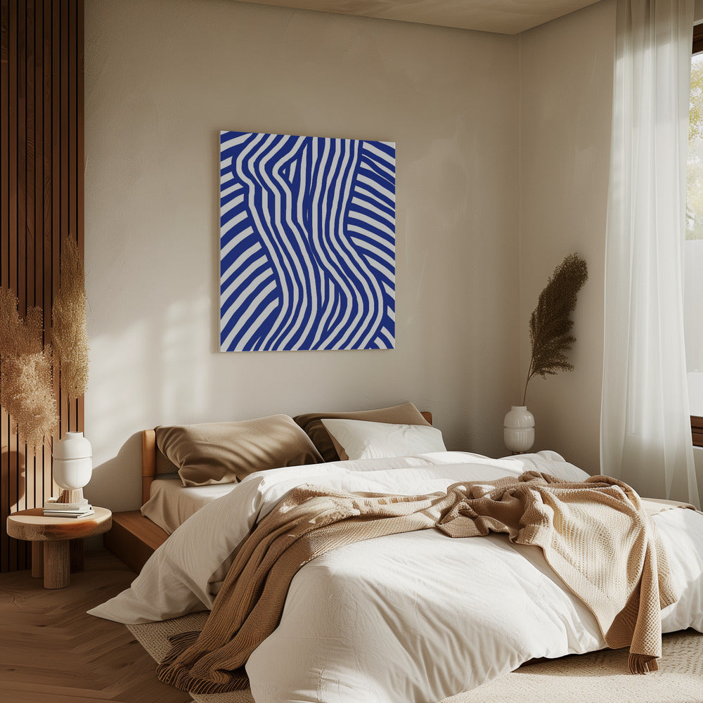 Blue and White Striped Nude | Canvas