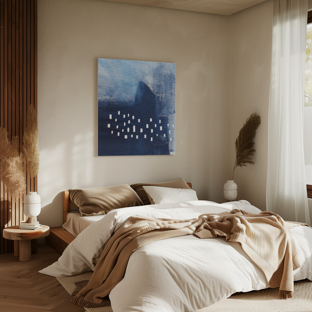 Blue Hues And White Rectangular Elements | Canvas