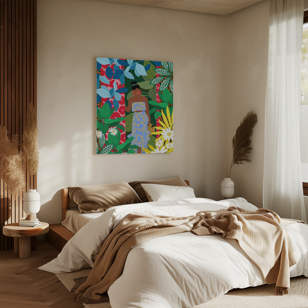 Woman In A Dress With Flowers | Canvas