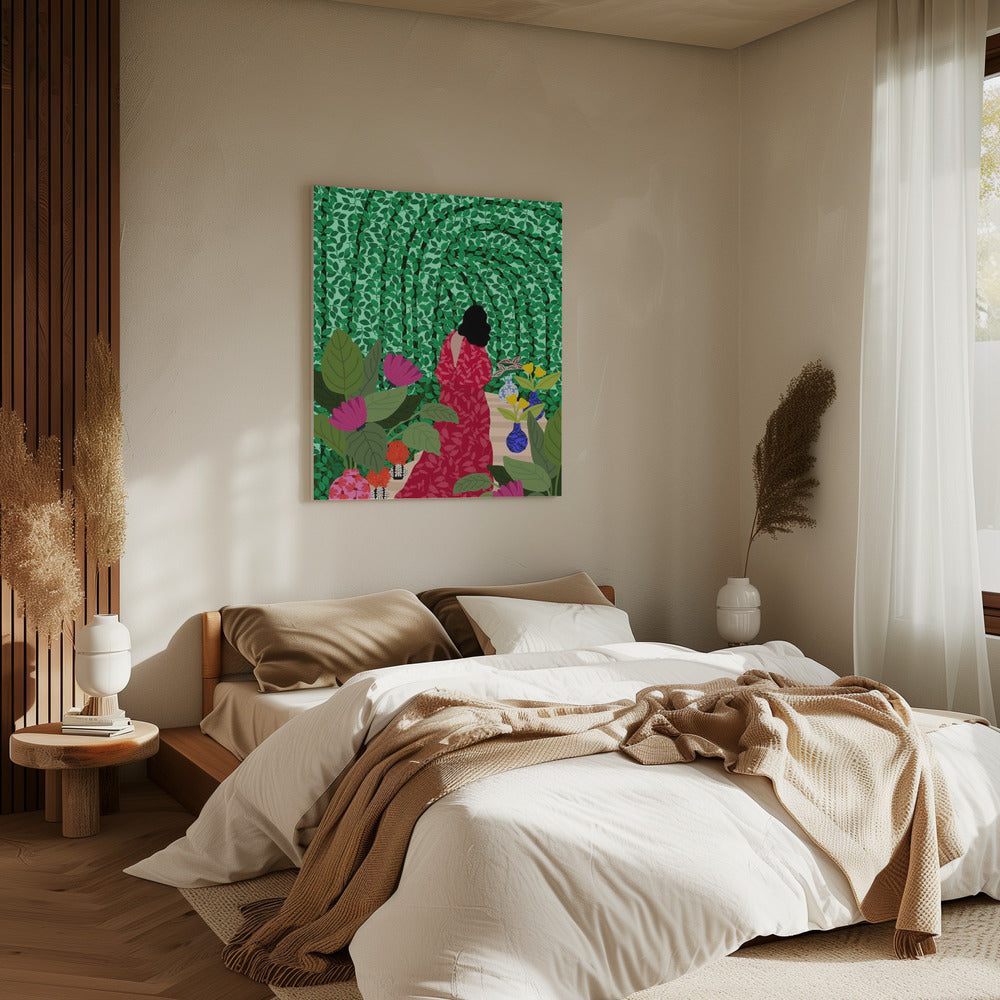 Girl At Her Garden | Canvas