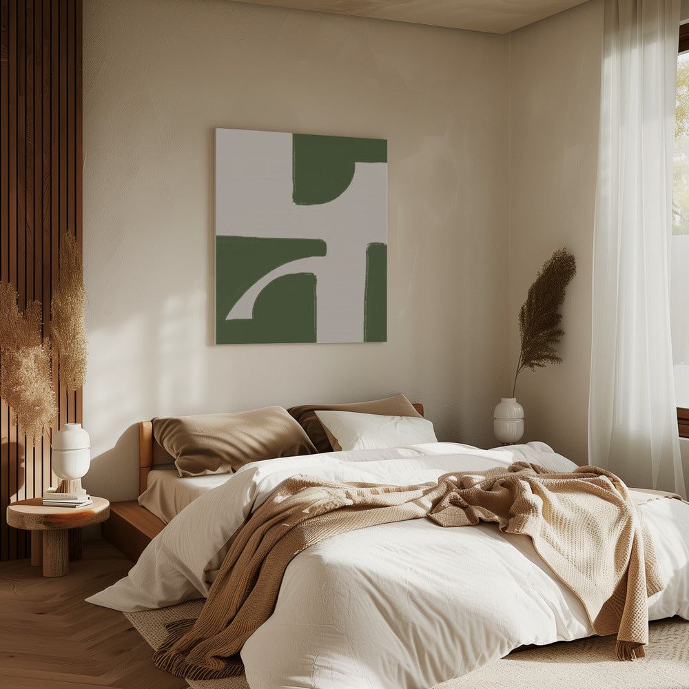 Green Geometric Flow | Canvas