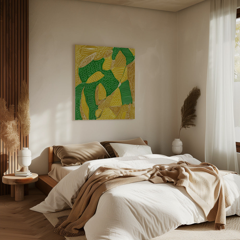 Gold and green abstract | Canvas