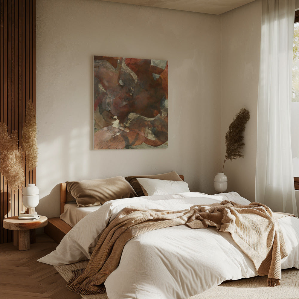 Organic Shapes in Earthy Tones of Brown and Green | Canvas