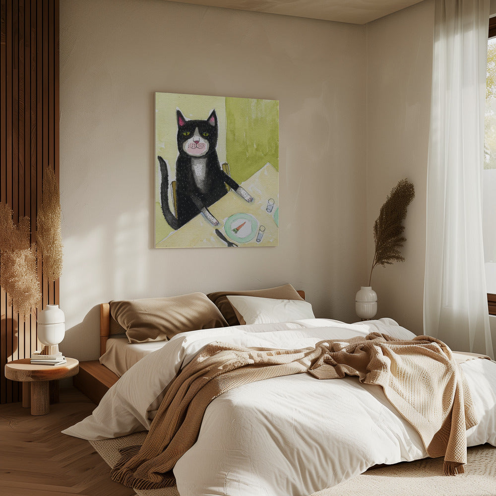 Cat having dinner | Canvas