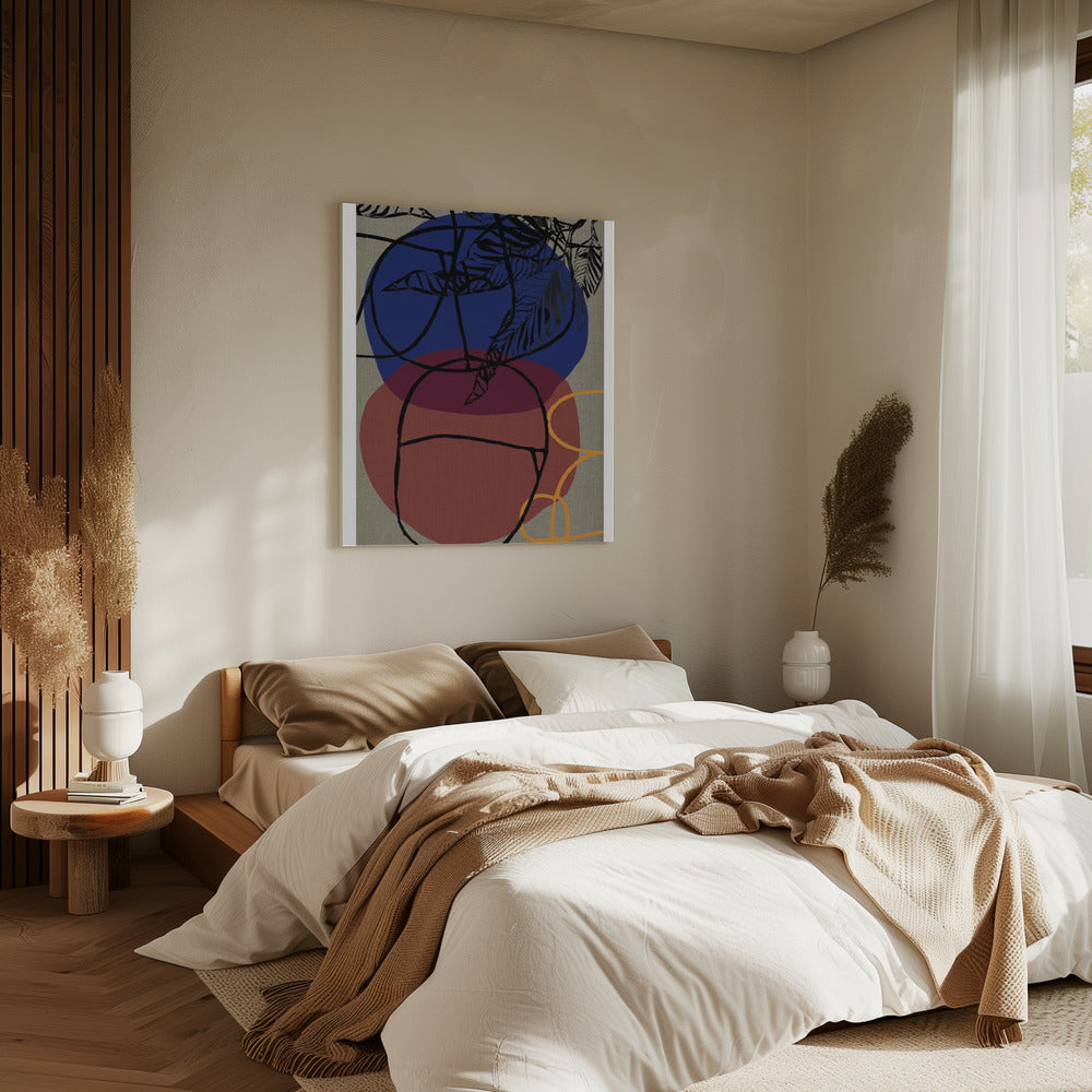 Woodblock Leaf Purple Blue Red Abstract 3 Final | Canvas