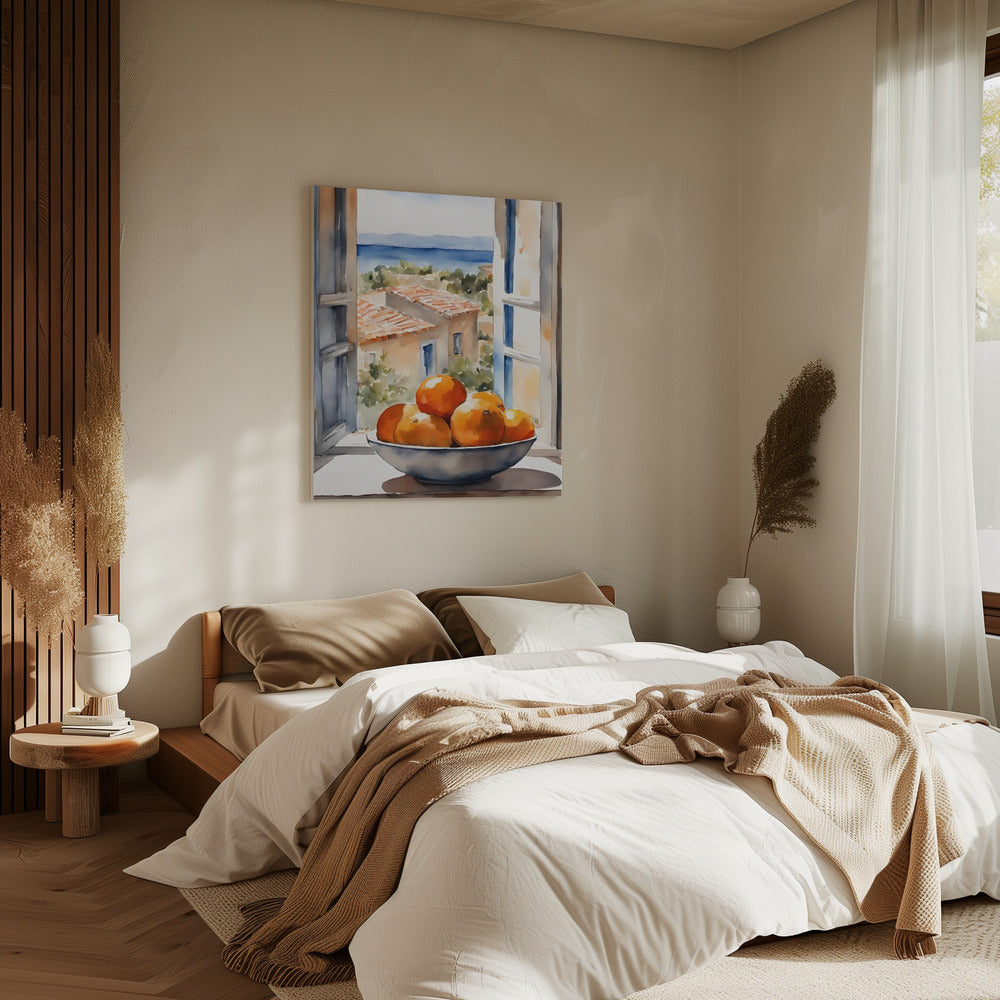 Orangenschale im Fenster | Canvas