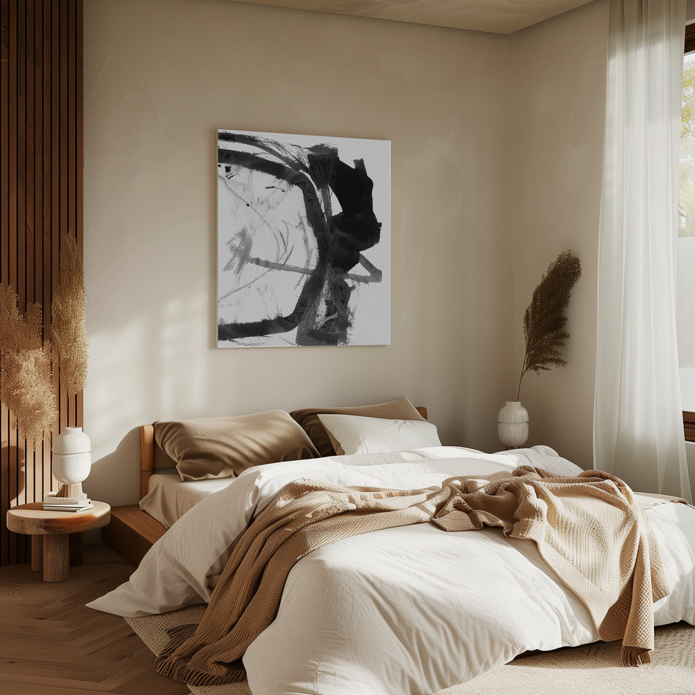 Black & Grey Ink Abstract Art Print | Canvas