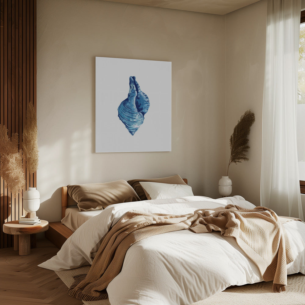 Blue Seashell On White Background No3 | Canvas