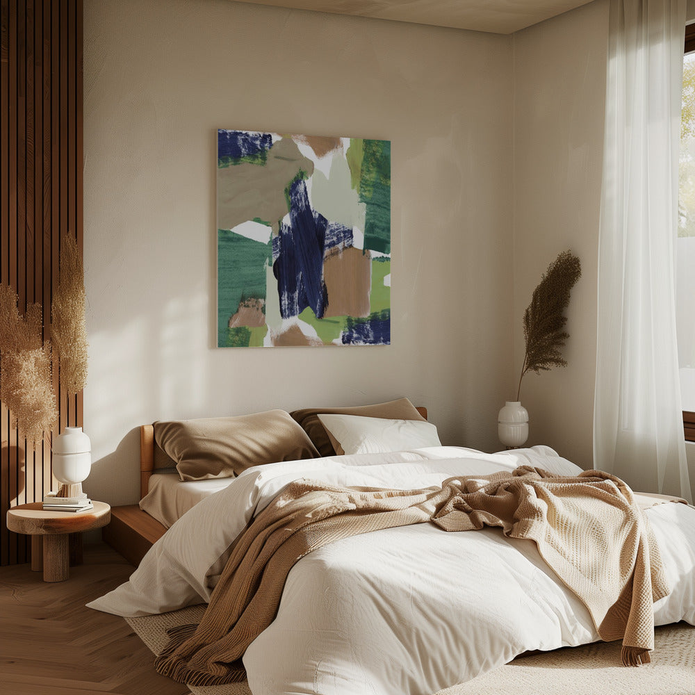 Abstract Blue Green Beige No 1 | Canvas