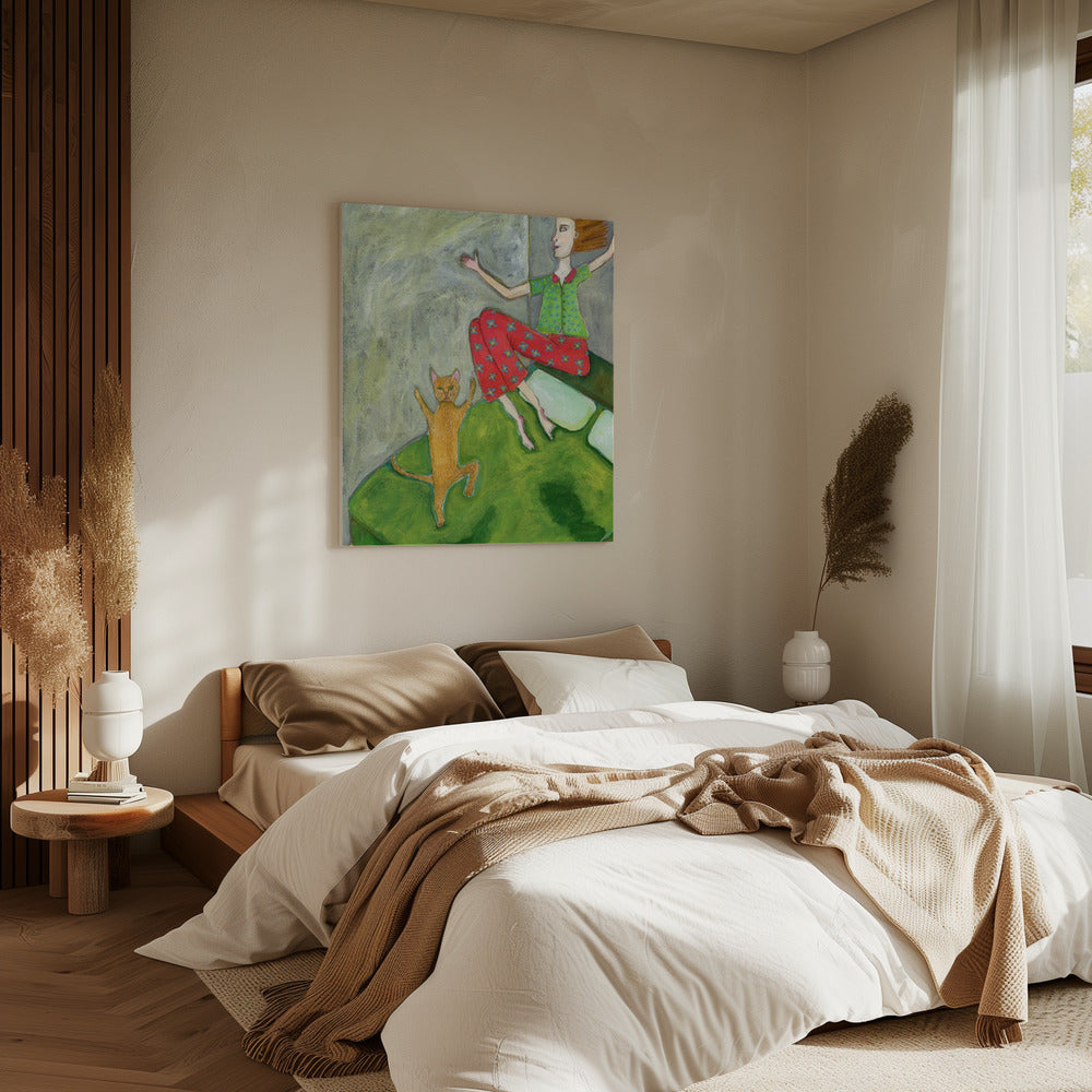 Cat Lover Jumping Joyful | Canvas