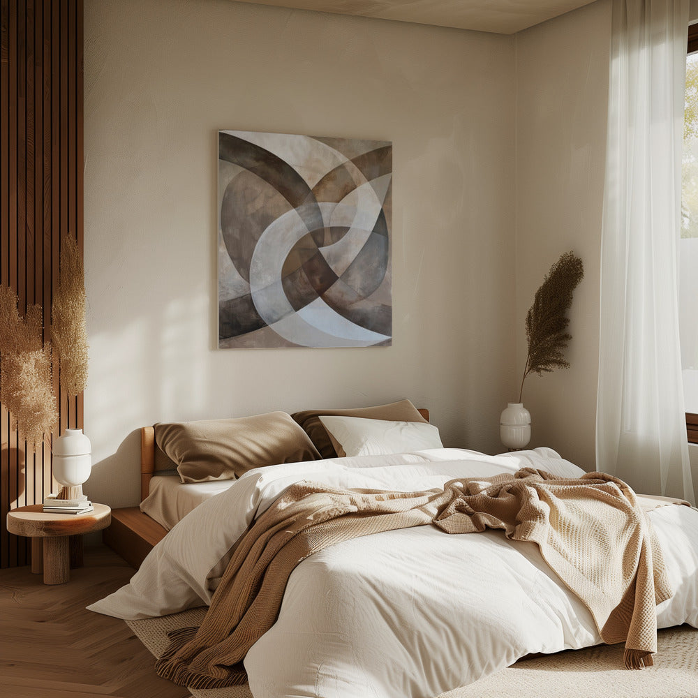 Abstract Art Beige Brown Geo Abstract | Canvas