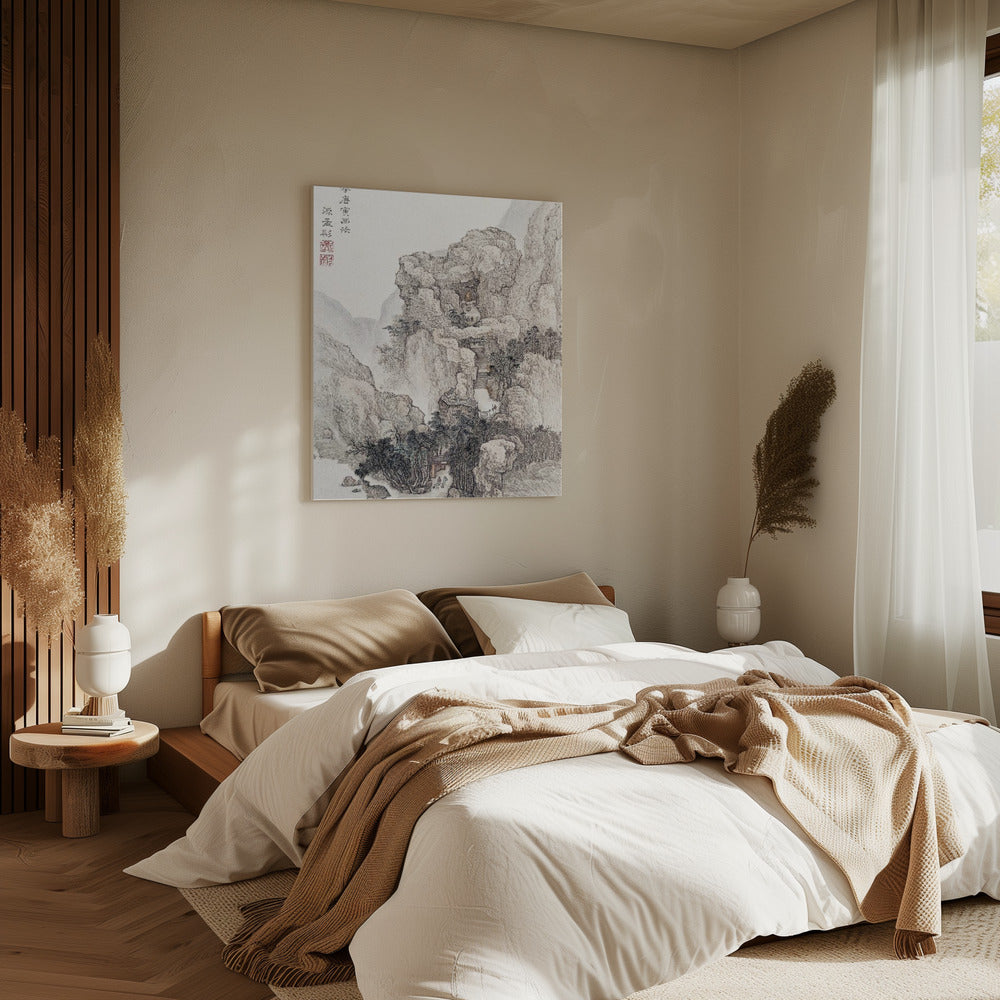 Japanese Rocky Landscape, Vintage Illustration | Canvas