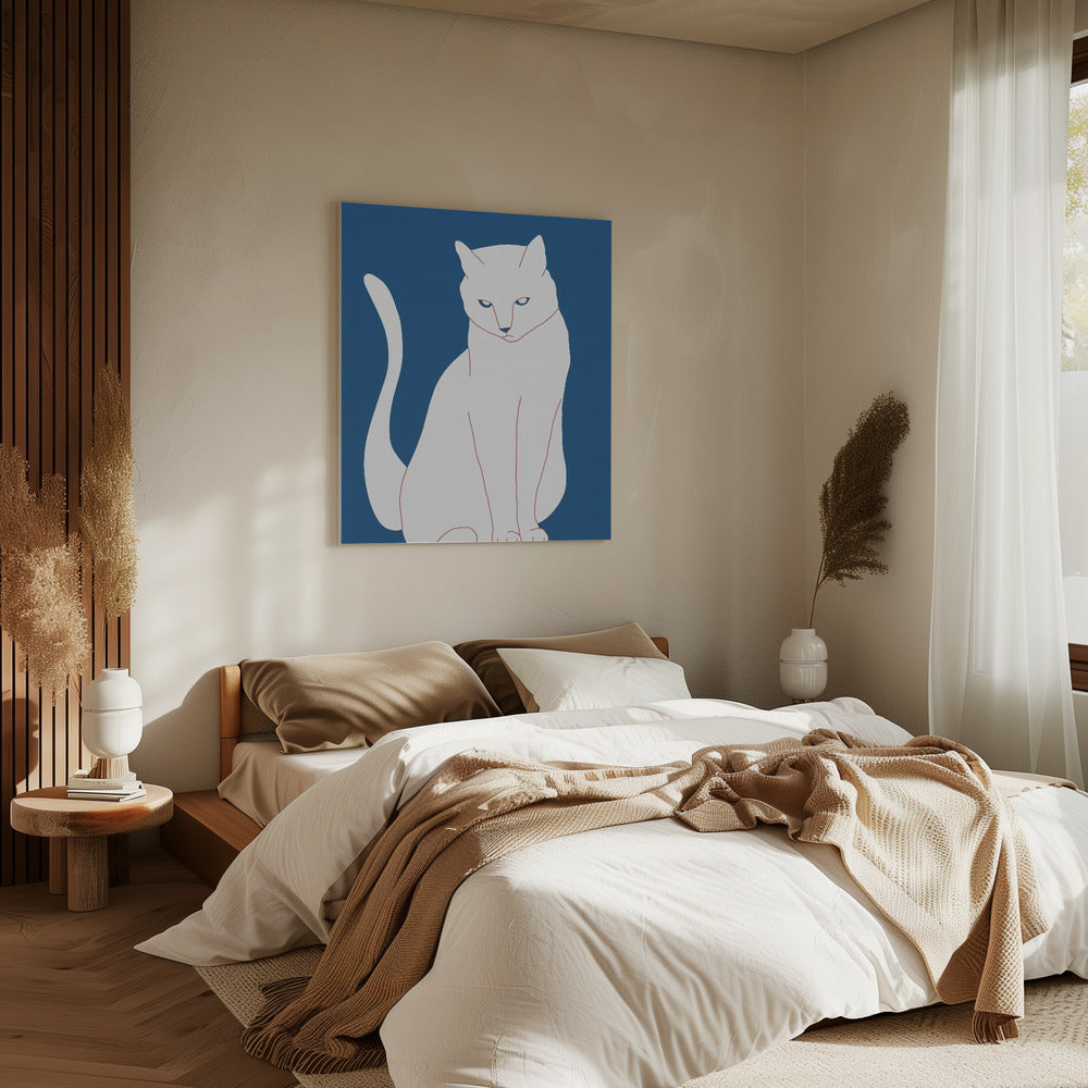 White and blue cat | Canvas