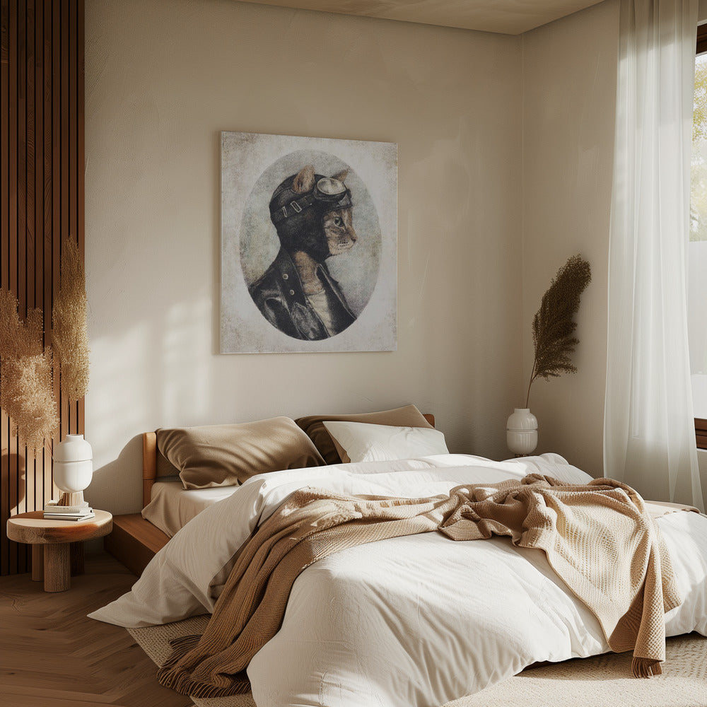 Stylish Cat Wearing A Leather Jacket | Canvas