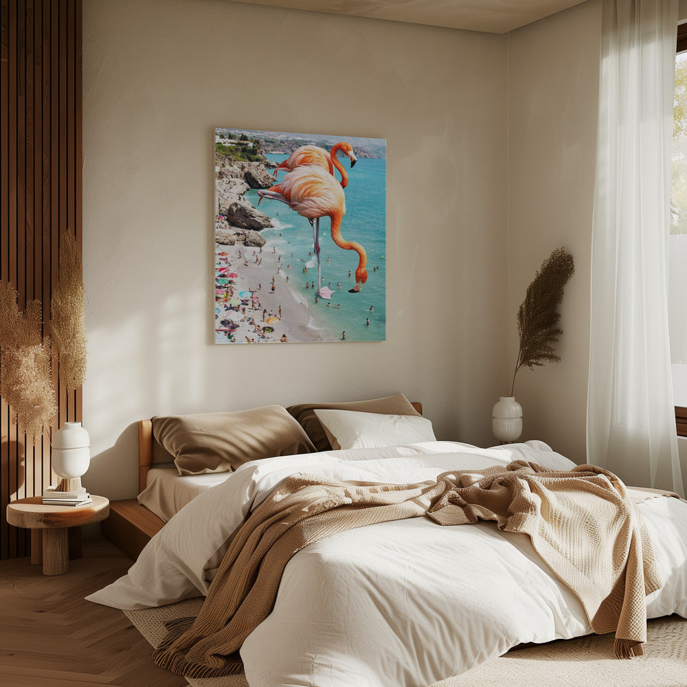 Flamingos On the Beach | Canvas