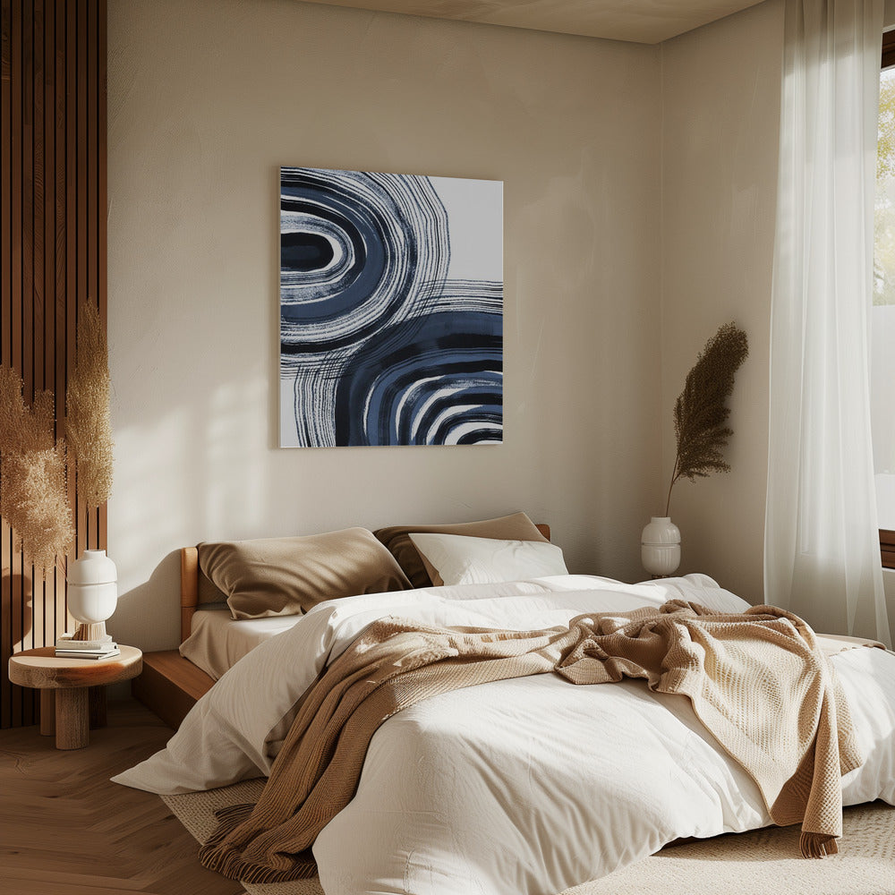 Concentric Blue and Black Brushstrokes | Canvas