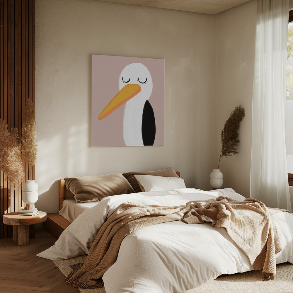 Peaceful Stork With Closed Eyes | Canvas